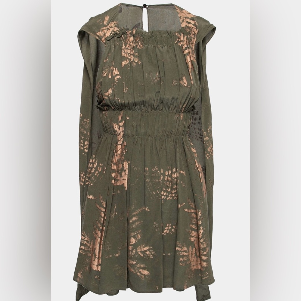 VALENTINO - Silk Olive Green Kaftan Dress - IT 40 (Small)